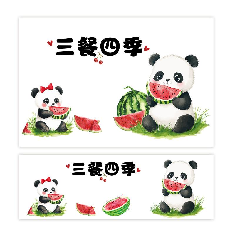 Küche Selbstklebende Ölbeständige Wandaufkleber Niedlicher Panda-Druck Öl Rauch Beständig Fliesenaufkleber Beweis Wasserdichte Tapete