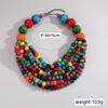 Zircón Africano Tendencia 2025 Estilo Étnico Bohemio Collar Hecho a Mano de Múltiples Capas con Cuentas de Madera Para Mujer Accesorios de Fiesta