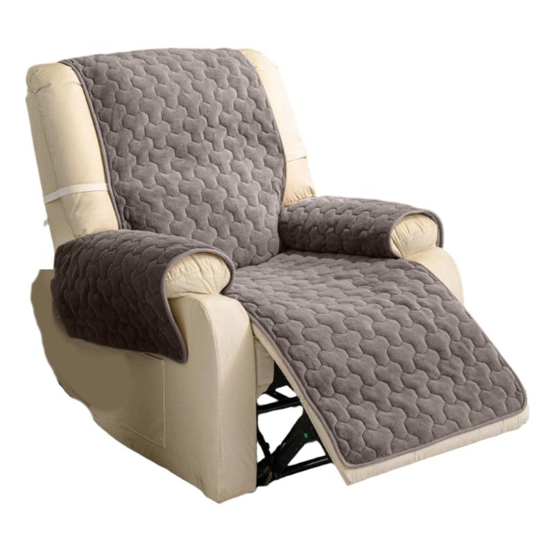 

Multipurpose Flannel Sofa Cover Pad Soft Warm Recliner Couch Chair Cover with Pockets Furniture Protector Washable колір темно кави