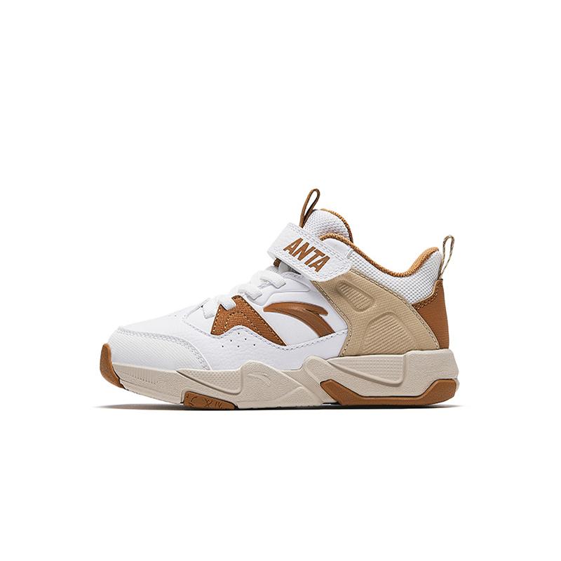 Anta Kids Synthetic Leather Fabric Trendy Comfortable Versatile Non-Slip Kick-Resistant Durable Mid-Top Basketball Shoes A12519901-2