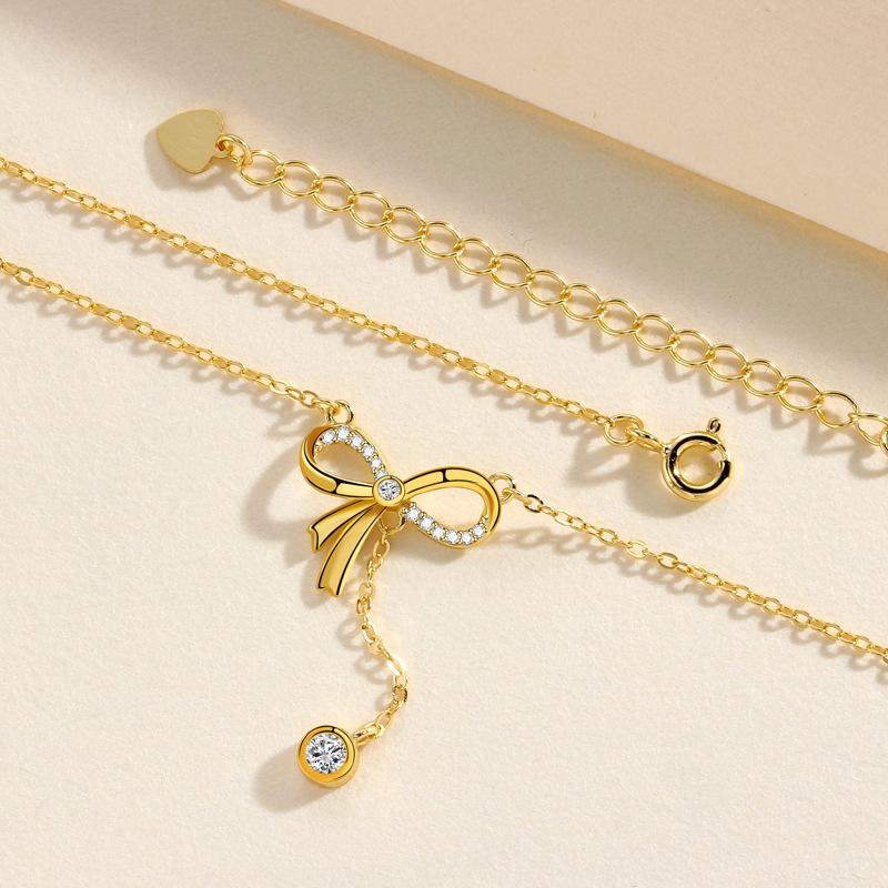 Bow Tassel Necklace Women'S Fashion Light Luxury Temperament Versatile Ins Cold Style Necklace Gift Women Premium