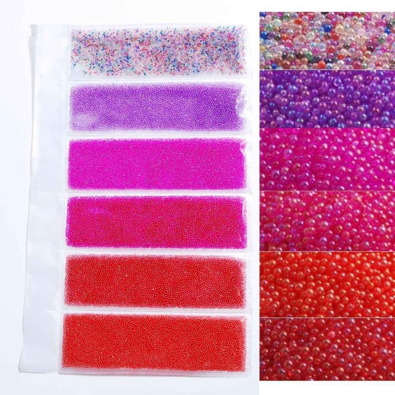 Various Colors Elf Beads Nail Accessories Nail Micro Beads Nail Decor 6-Piece Pack Women