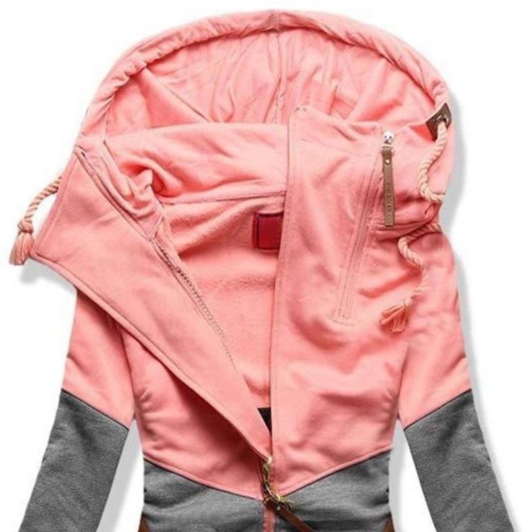 2021 Women Fashion Hooded Zipper Sweatshirt Jacket Coat Pink Blue Winter Autumn Spring Female Hoodies Sweat Polerones