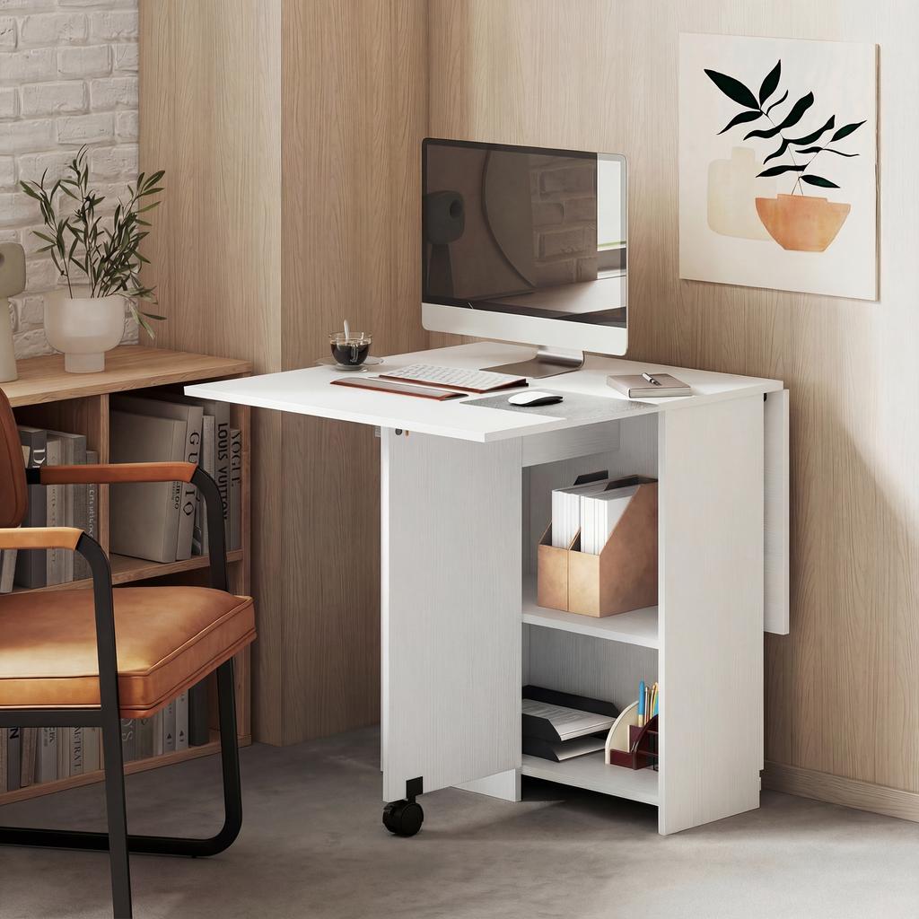 Folding Dining Table, Extendable for 2-4, 2 Drop Leaves, 120 x 72 x 75 cm, White