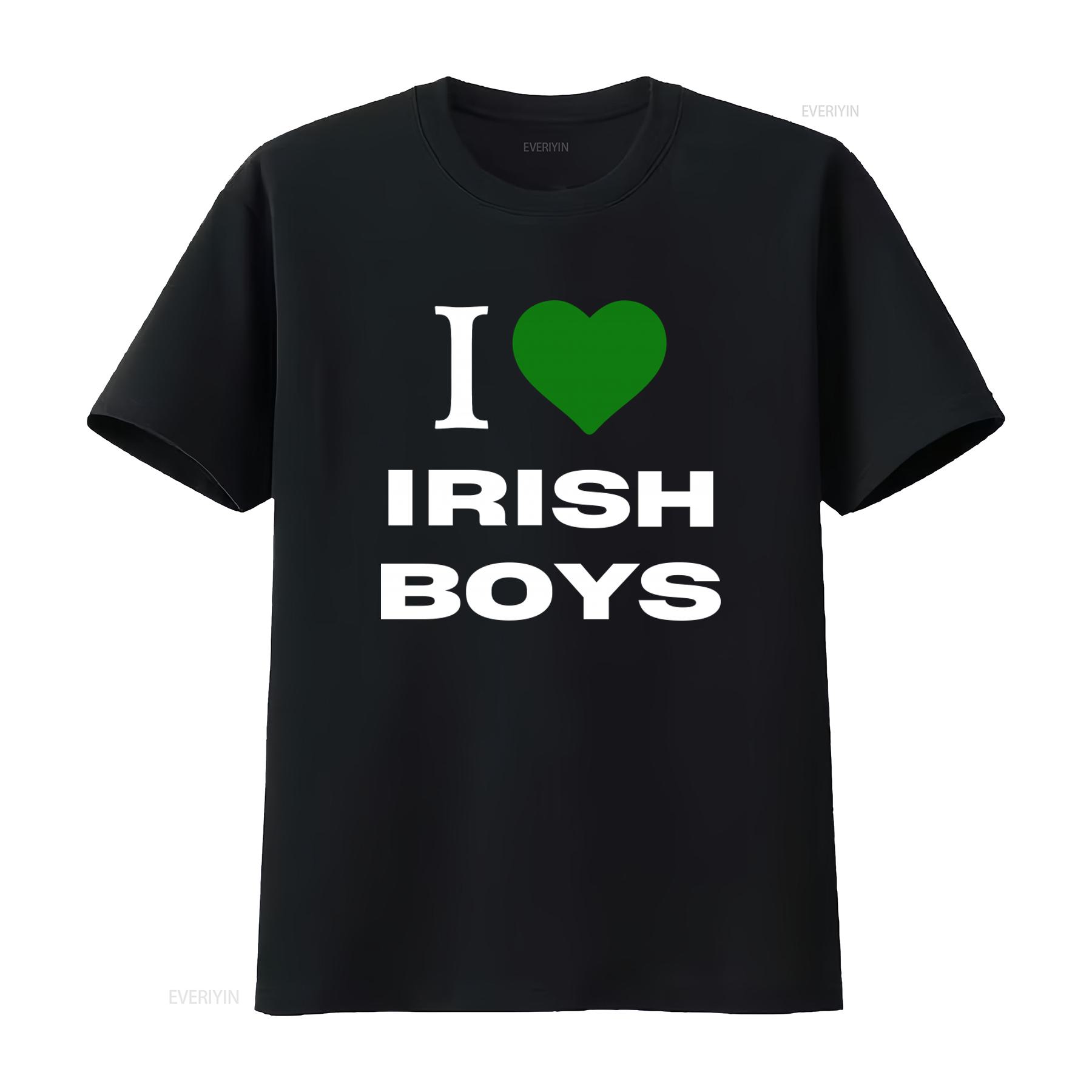 

I Heart Irish Boys T Shirt Love Trendy Y2K St Patricks Day Lucky Slogan vintage Washed Soft Slightly Casual designer clothes 4XL
