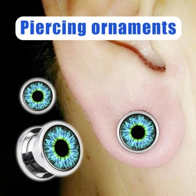 1Pc Unisex Enamel Eyeball Ear Plug Tunnel Expander Stretcher Piercing Jewelry