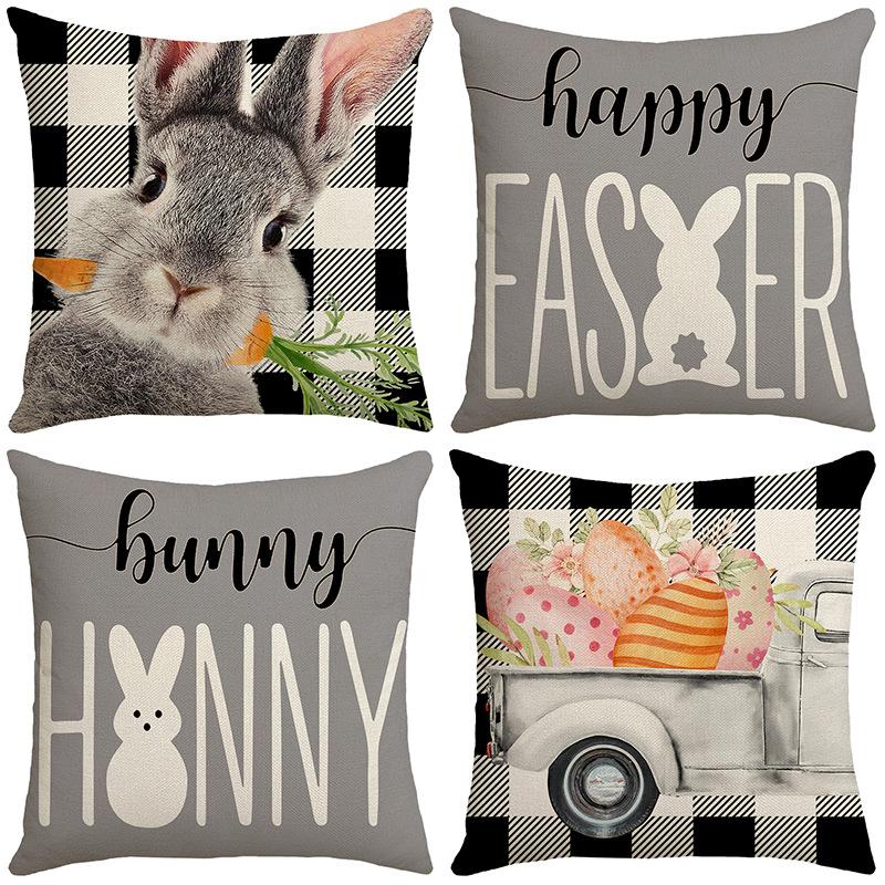 Easter Festive Atmosphere Bunny Letter Print Pillow Case Home Decoration Sofa Cushion Cushion