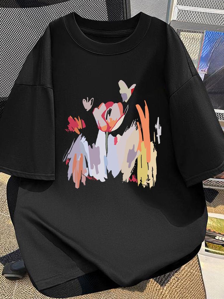 Summer Boys Girls Funny Abstract Floral Graphic T Shirt Kid Baby Youth Unisex Unisex Tee Oversize Streetwear Casual Short Sleeve