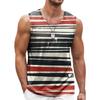 Canottiere a Strisce Colorate Semplici Stampa 3D Uomo Estate Senza Maniche Casual Gilet Sportivo Girocollo Traspirante Magliette Oversize Top