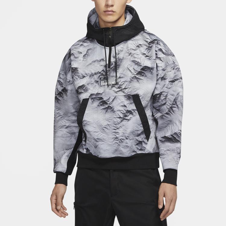 Jordan Letter Print Half-Zip Color Block Hoodie Men Hoodie Black CU9149-100