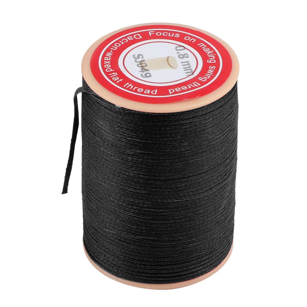 0.8mm Leather Sewing Wax Cord 150DCelsius16 Handwork Knitting Craft Wax Thread Roll(Black)