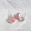 Original Glacier Pink Natural Stone Earrings Women'S Guochao Matte Silver New Chinese Stud Earrings Cold Earrings 05