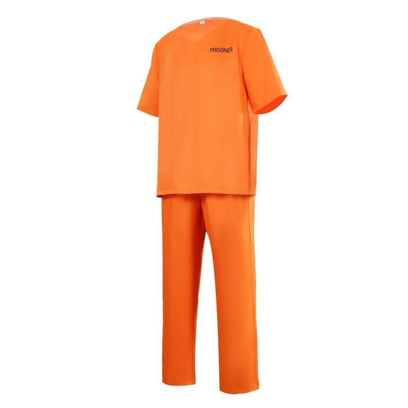 Halloween American Adult Men's and Women's Performance Costume Prisoner's Play Costume Orange Prisoner's Uniform C Uniform Factory