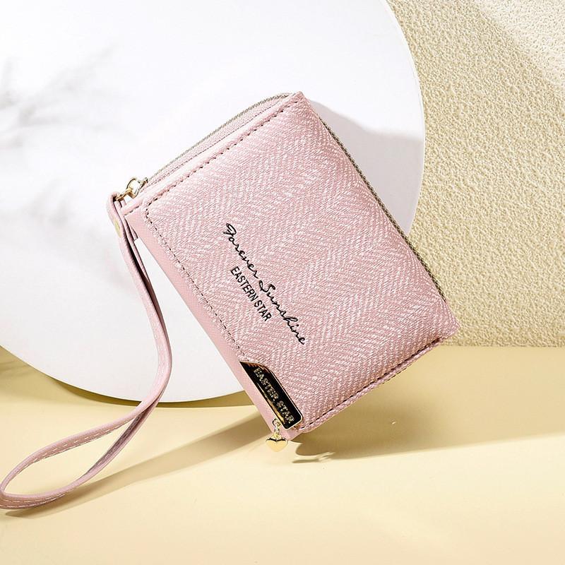New Korean Style Women's Wallet Short Zipper Multi-card Pure Color Coin Wallet Wholesale Pu Material