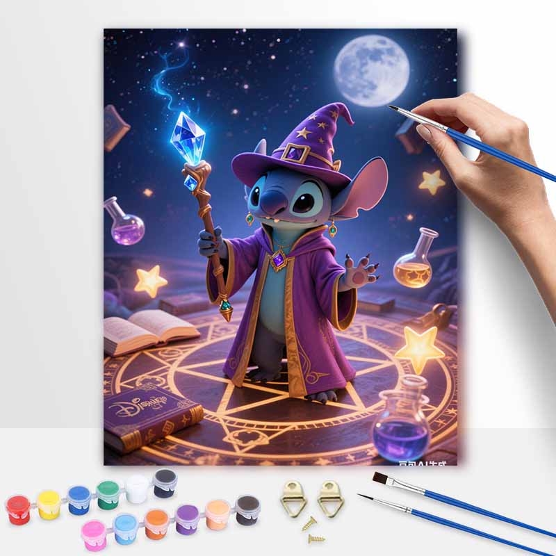 Disney Digital Oil Painting Art Kit Wizard Stitch Magic Hand Filled Home Decor 20x30cm