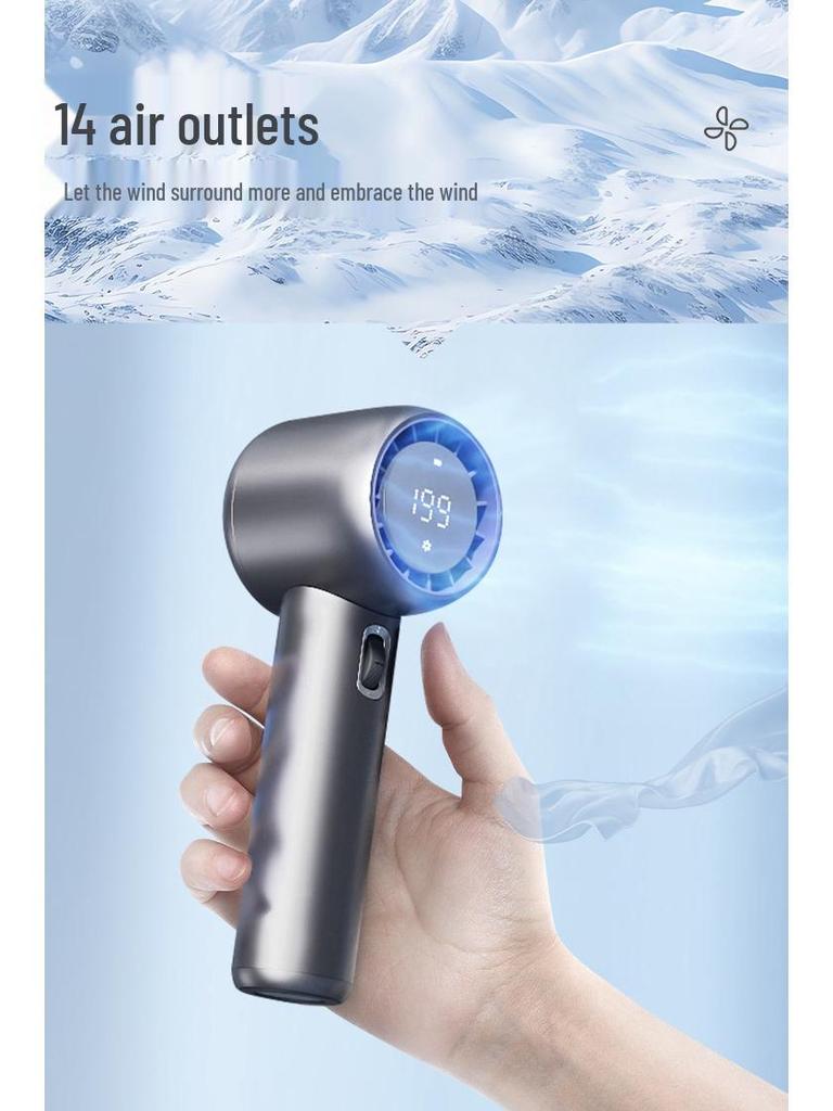 High-Speed Outdoor Handheld USB Fan: Portable, Rechargeable, Mini Hurricane Turbo.