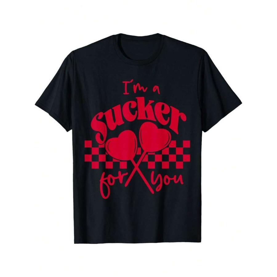 

Groovy I m A Sucker For You Retro Heart Candy Valentines T-Shirt Funny Graphic Tshirts For Men Women Round Neck Loose Casual ... S разноцветный