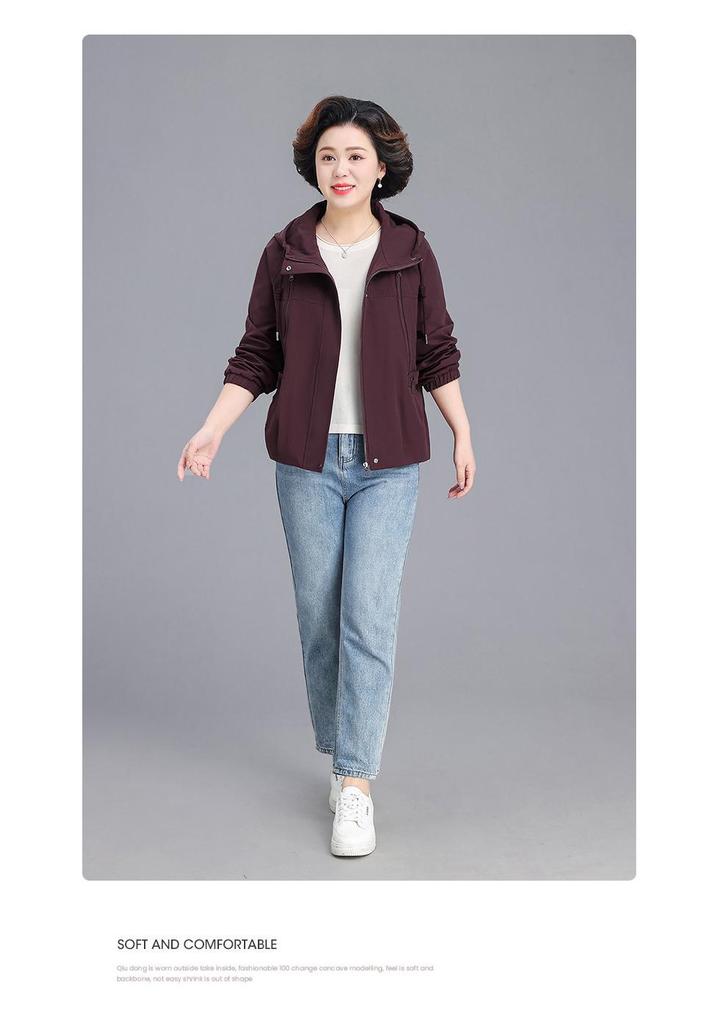 Elegant Short Windbreaker for Mid-Aged Women - Stylish Spring/Autumn Casual Outerwear