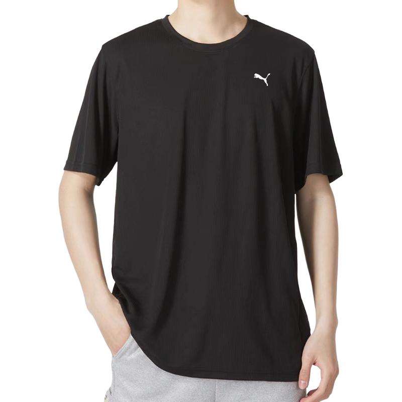 Puma Fashionable Versatile Knit Crew Neck Short Sleeve T-Shirt Unisex Tops Black 520759-51