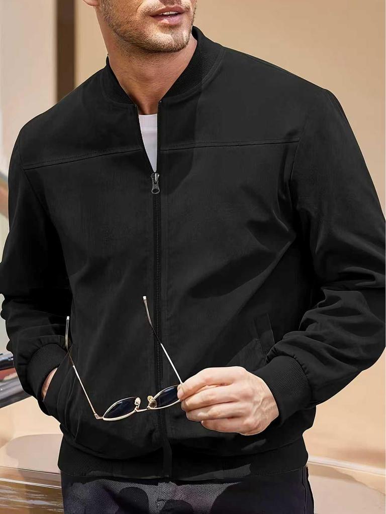 Men's Suede Zip Jacket - Casual Retro Long Sleeve Cardigan Coat