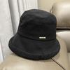 Fisherman's hat children autumn and winter lamb plush cold-proof warm basin hat short brim casual versatile face small bucket hat