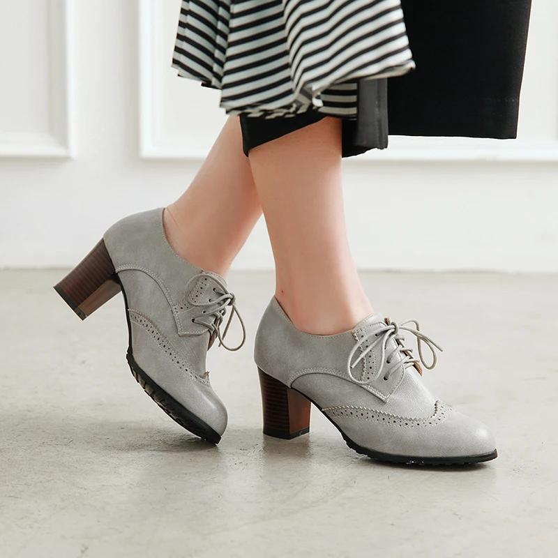 New Autumn Classic Heavy-Bottomed Women Pumps Lace-up Platform Shoes Ladies Round Toe Fashion High Heels Party Shoes Size 34-43