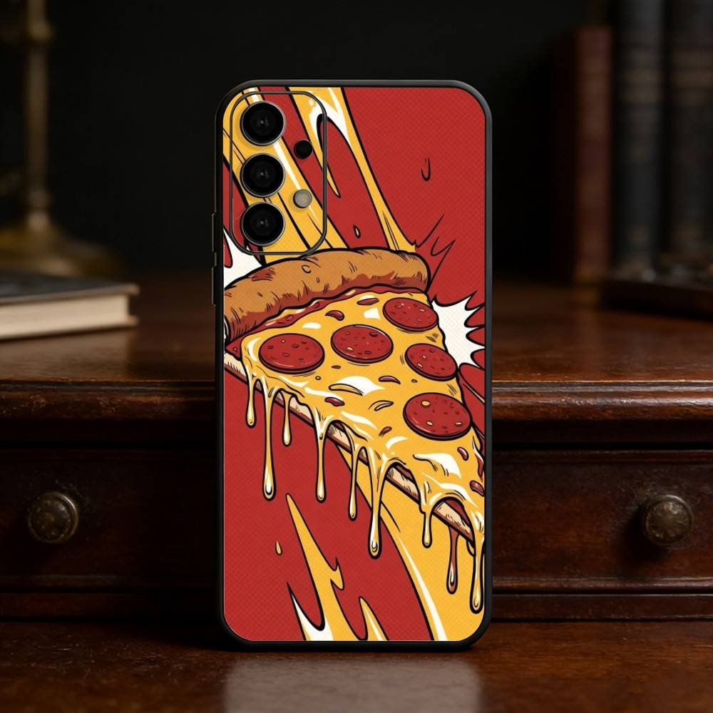 Delicious P-Pizza C-Cheese Phone Case For Samsung S25,24,23,22,30,21,10,9,Ultra,Plus,Lite Soft Black Case