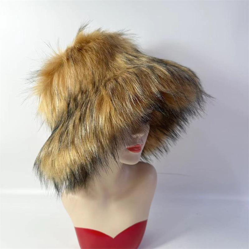 Chapeau cloche de pêcheur Chaud Fausse fourrure Fourrure de raton laveur Épaissi Automne et Hiver
