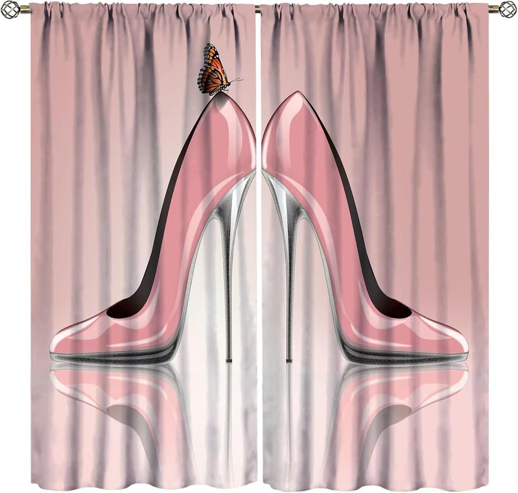 Lips Curtains, Retro Comic Pop Art Girl Applying Red Lipstick Makeup Concept Halftone Background Blackout Rod Pocket Curtains