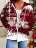 Christmas 3D Printed Hooded Cardigan Plus Size Autumn Winter Retro