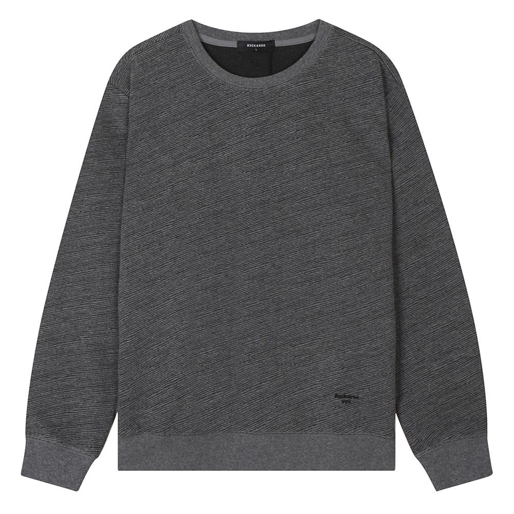 BUCKAROO Bias Ribbed Round Neck T-Shirt Charcoal Gray