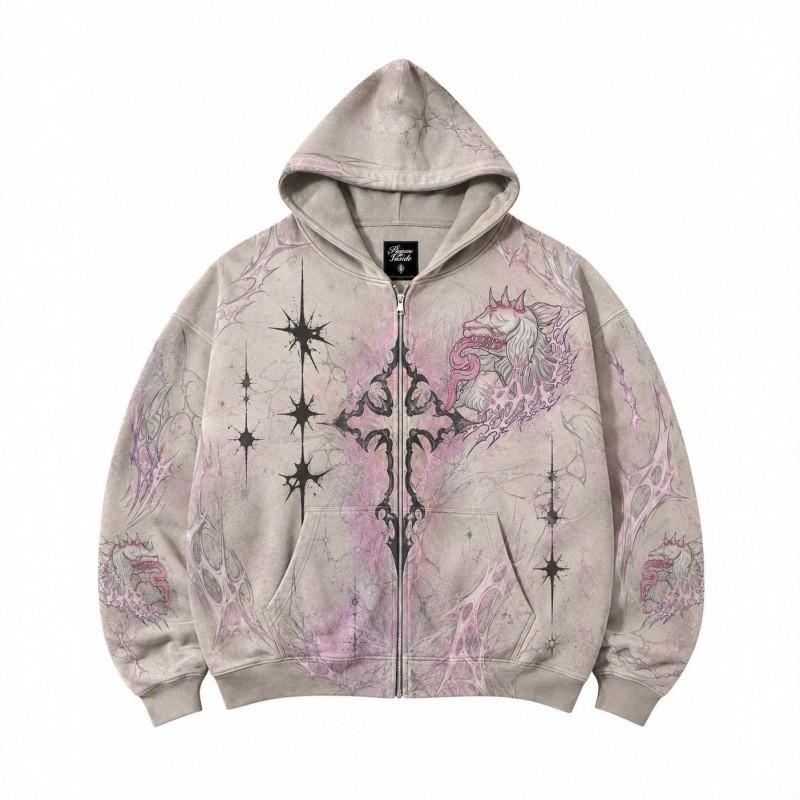 Jeugd Trendy 3D Digitale Print Hoodie met Rits Sweatshirt Tieners Herfst Casual Kleding