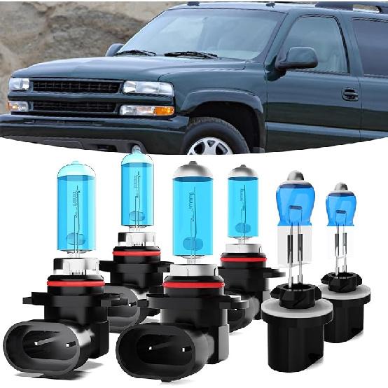 Halogen Headlights Fit For Chevrolet Chevy Suburban 2015-2020 Headlight Bulbs,9005/HB3/H10 High Beam+ H11/H8/H9 Low Beam+ PSX26W Fog Light Combo,Plug