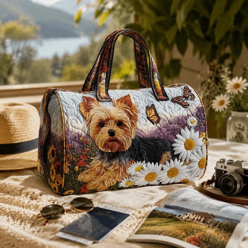 Large Capacity Travel Duffel Bag Printed Carrying Handbag Retro Quilted Duffle Bag Camping