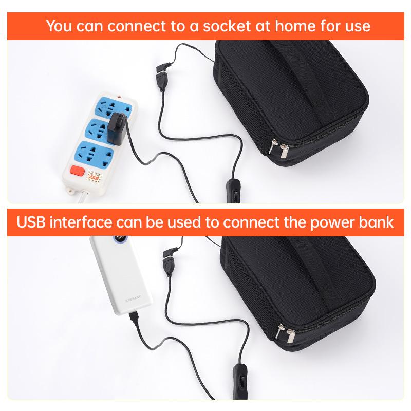USB Electric Heating Lunch Bag Food Heater Warmer Container Packet Portable Electric Lunch Bag for Car Travel Outdoor Camping