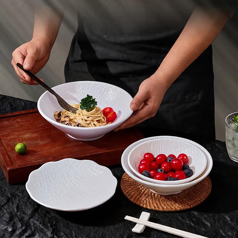 Melamine White Large Noodle Bowl - Imitation Porcelain for Ramen, Mala Tang, and Luosifen