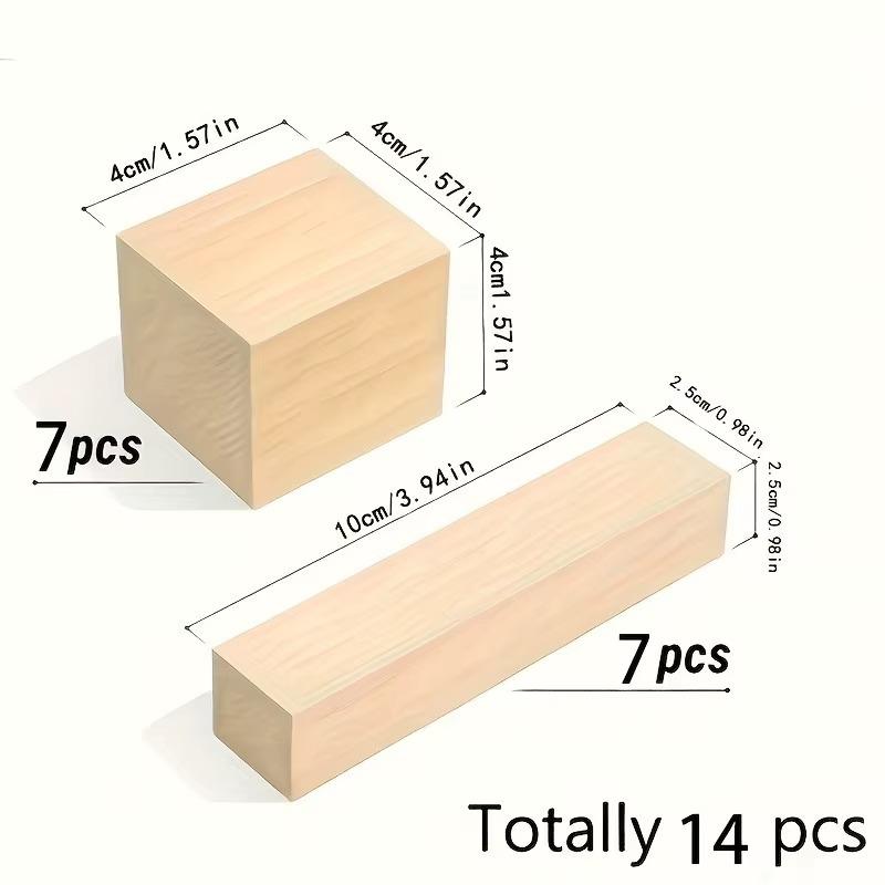 

14pcs Basswood Carving Set Premium Basswood Carving Blocks Natural Wooden Cubes for DIY Crafts Painting DIY Project & Home Decor