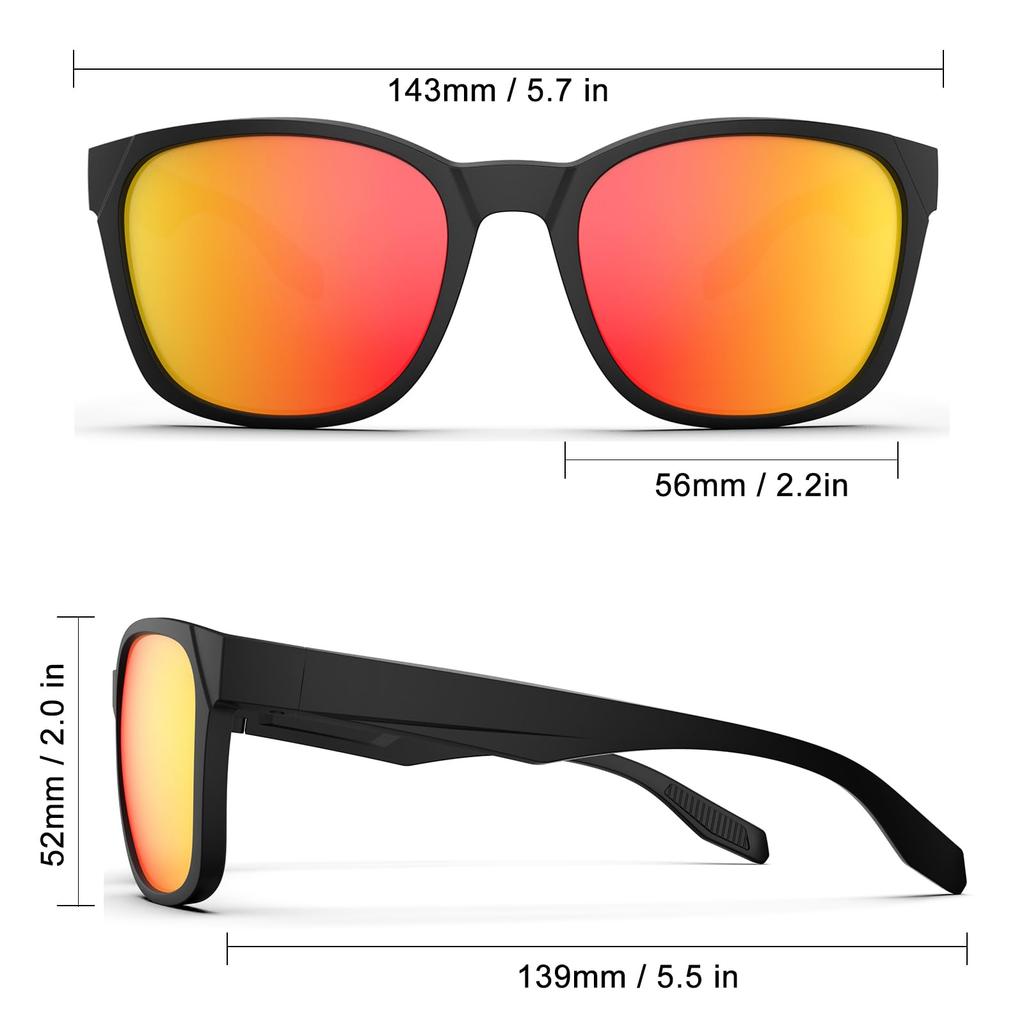 HAAYOT Polarized Sports Sunglasses for Men and Flexible TR90 UV for and Matte Black and Orange Women, Lightweight, Durable, Frame, 100% Protection,