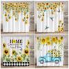 Floral Sunflower Shower Curtains Butterfly Hummingbird Watercolour Flowers Plants Bath Curtain Modern Polyester Bathroom Decor