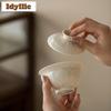 150ml Ding Kiln White Relief Lotus Flower Gaiwan Elegant Tea Tureen Tea Bowl With Lid Kit Tea Brewing Cover Bowl Tea Ceremony