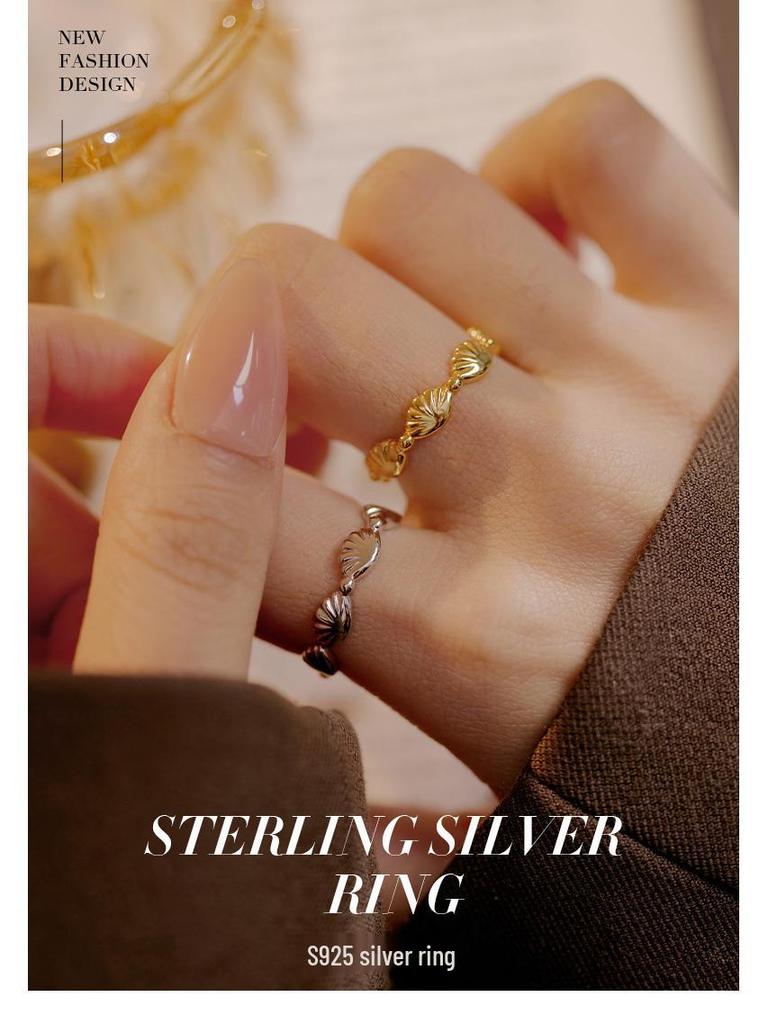 Banyan Tree S925 Silver Shell Ring - Korean Fashion Open Index Finger Design for Women