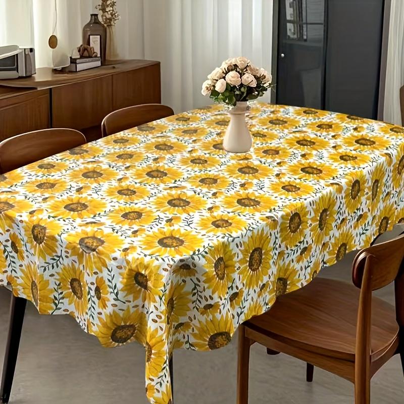 

1Pcs Sunflowers Floral Rectangle Tablecloth Tabletop Decor Reusable Farmhouse Kitchen Dining Tablecloth Wedding Decoration 83x139cm
