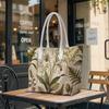 Vintage Botanical Tote Bag Casual Large Capacity Ladies Shoulder Bag for Outdoor Daily Use
