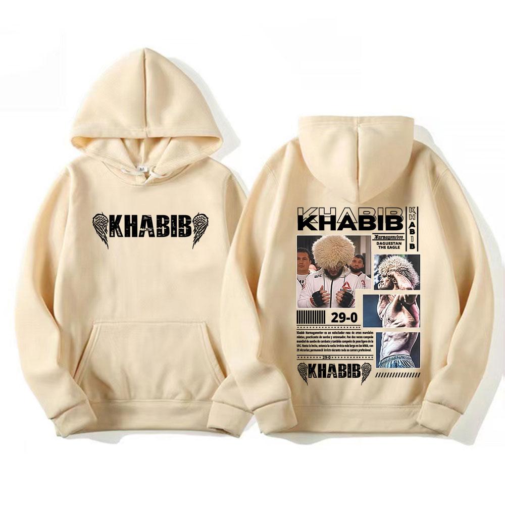 Khabib Nurmagomedov Fighting Graphic Hoodies Men's Clothing Harajuku Retro Long Sleeve Oversized Sweatshirt