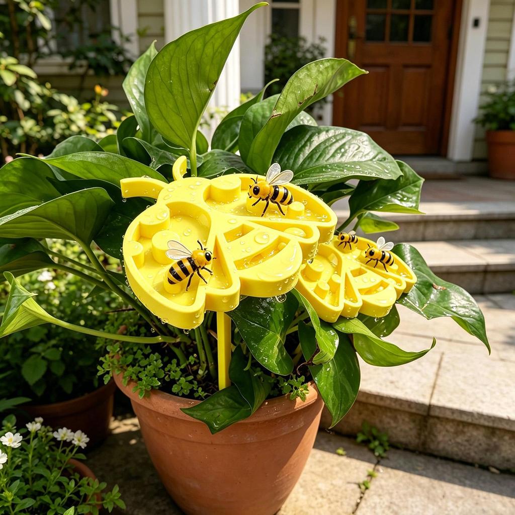 Yellow Bee-shaped Bee Watering Station Garden Stakes Decorations Honeycomb Water Dispenser Insect Drinking Bowl Butterfly Feeder