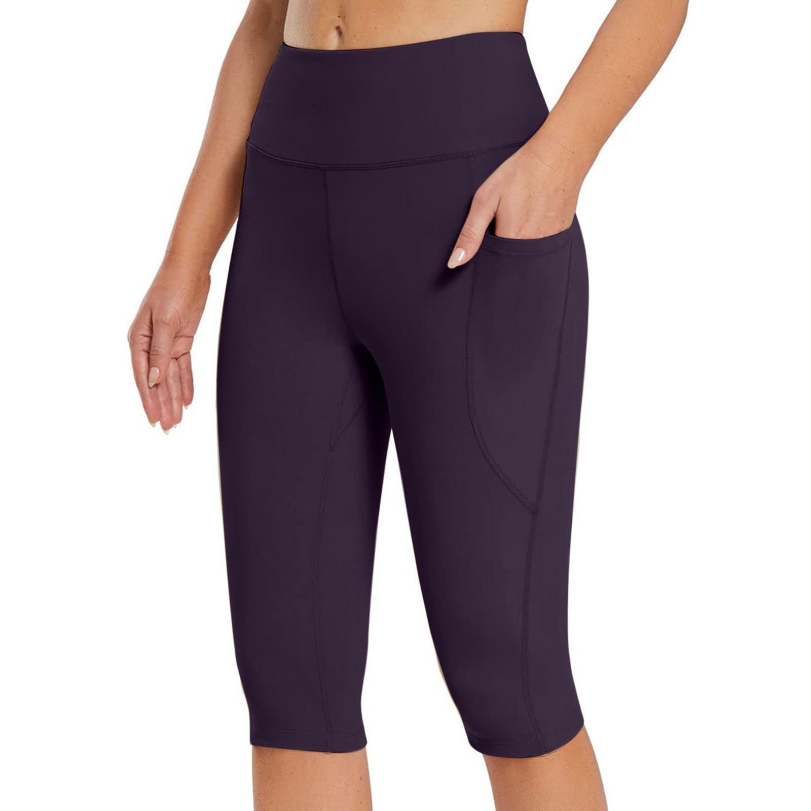 Women s High Waist Yoga Biker Workout Pockets Shorts Running Athletic Leggings XL