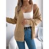 Women European American Casual Solid Hollow Out Lantern Long Sleeve Cardigan Sweater Coat