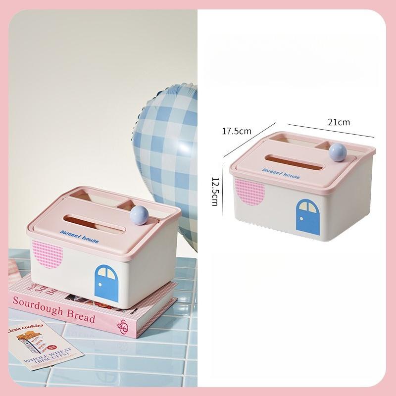 

Tissue Box Living Room Napkin Box High-end Desktop Coffee Table Storage Cute Paper Box House Tissue Box рожевий