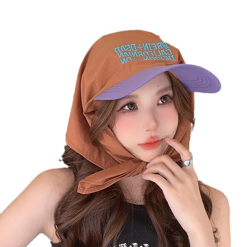 Niche street trendy brand quick-drying headscarf strap sunshade cap women's outdoor camping sun protection hip-hop hat