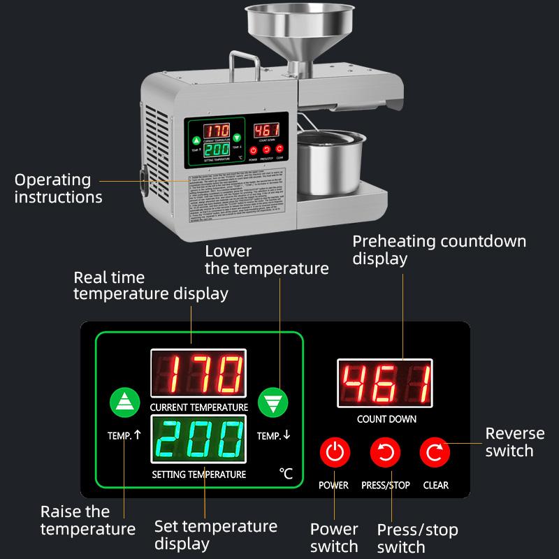 X8S Oil Extraction Machine Cold Heat Oil Press Home Oil Extractor Sunflower Seeds Peanuts Oil Extracting Machine 110V/220V